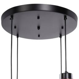 Wyld and Coco Four-Light Pendant - Grey Glass Shades Black Iron Frame - thumbnail 8
