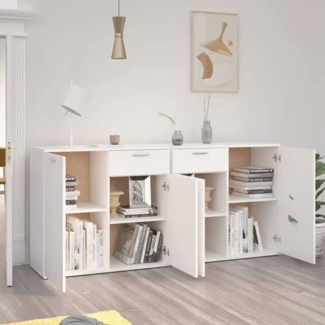 Berkfield Home Sideboard White 160x36x75 cm Engineered Wood - Size: 160 x 36 x 75 cm - image 1