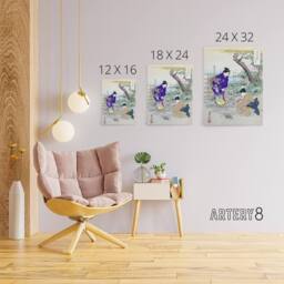 "Artery8 Flower Arranging In The Garden Canvas Wall Art Print Ogata Gekko in Purple - Size: W24"" x H32""" - thumbnail 4