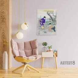 "Artery8 Flower Arranging In The Garden Canvas Wall Art Print Ogata Gekko in Purple - Size: W24"" x H32""" - thumbnail 3