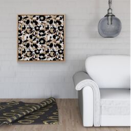 "Warren Reed - Designer Modern Flower Pattern Framed Canvas in Light Brown - Size: W30"" x H30""" - thumbnail 2