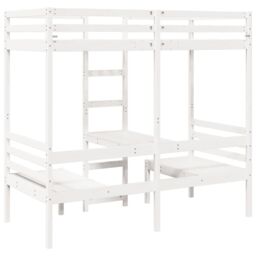 Berkfield Home Loft Bed Frame with Desk & Chairs White 90x200cm Solid Wood Pine - Size: 90x200 cm - thumbnail 2