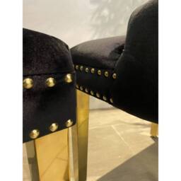 HOME LUXE INTERIOR Set Of 2 Black Victoria Dining Chairs With Gold Legs - Size: 1 Seater - thumbnail 5