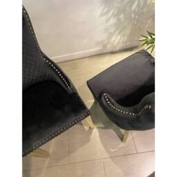 HOME LUXE INTERIOR Set Of 2 Black Victoria Dining Chairs With Gold Legs - Size: 1 Seater - thumbnail 4