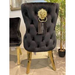 HOME LUXE INTERIOR Set Of 2 Black Victoria Dining Chairs With Gold Legs - Size: 1 Seater - thumbnail 2