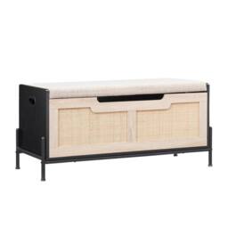 "VOGREX 39.4"" Entryway Storage Bench Rattan Storage Chest Storage Trunk in Black" - thumbnail 2