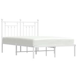 Berkfield Home Metal Bed Frame with Headboard White 120x190 cm Small Double - thumbnail 4