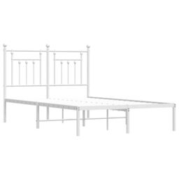 Berkfield Home Metal Bed Frame with Headboard White 120x190 cm Small Double - thumbnail 5