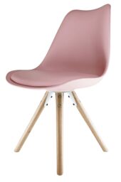 Fusion Living Soho Plastic Dining Chair with Pyramid Light Wood Legs in Dusty Pink - thumbnail 2