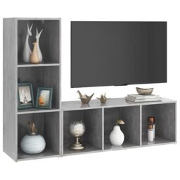 Berkfield Home TV Cabinets 2 pcs Concrete Grey 107x35x37 cm Engineered Wood - Size: 107 x 35 x 37 cm - thumbnail 3