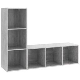Berkfield Home TV Cabinets 2 pcs Concrete Grey 107x35x37 cm Engineered Wood - Size: 107 x 35 x 37 cm - thumbnail 2