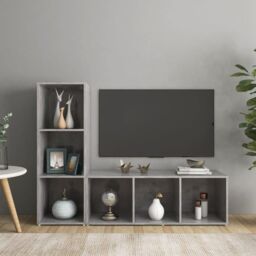 Berkfield Home TV Cabinets 2 pcs Concrete Grey 107x35x37 cm Engineered Wood - Size: 107 x 35 x 37 cm - thumbnail 1