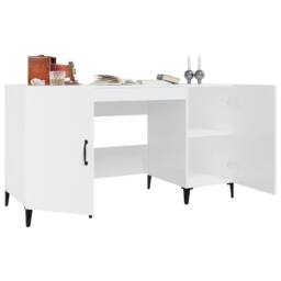 Berkfield Home Desk High Gloss White 140x50x75 cm Engineered Wood - Size: 140 x 50 x 75 cm - thumbnail 5