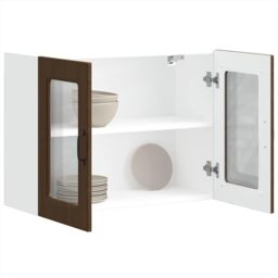 Berkfield Home Kitchen Wall Cabinet with Glass Door Kalmar Brown Oak Engineered Wood - thumbnail 5