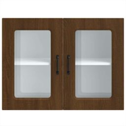 Berkfield Home Kitchen Wall Cabinet with Glass Door Kalmar Brown Oak Engineered Wood - thumbnail 6