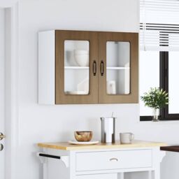 Berkfield Home Kitchen Wall Cabinet with Glass Door Kalmar Brown Oak Engineered Wood - thumbnail 3