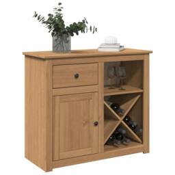 Berkfield Home Sideboard with Drawer Panama 93x40x80 cm Solid Wood Pine in Brown - Size: 93 x 40 x 80 cm - thumbnail 2