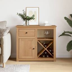 Berkfield Home Sideboard with Drawer Panama 93x40x80 cm Solid Wood Pine in Brown - Size: 93 x 40 x 80 cm - thumbnail 3