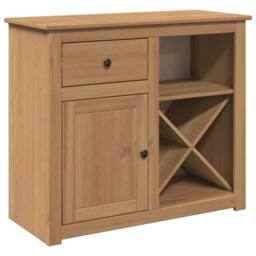 Berkfield Home Sideboard with Drawer Panama 93x40x80 cm Solid Wood Pine in Brown - Size: 93 x 40 x 80 cm - thumbnail 1