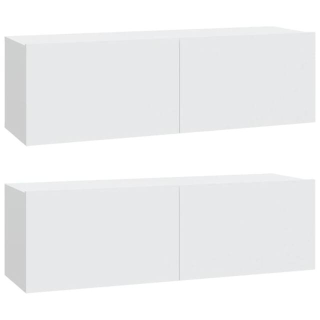 Berkfield Home Wall TV Cabinets 2 pcs White 100x30x30 cm Engineered Wood - Size: 100 x 30 x 30 cm - image 1