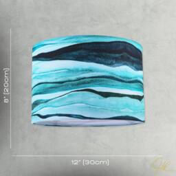 Happy Homewares Sea Waves Drum Lamp Shade in Teal Duck Egg & Navy Blue - Size: 12 inches - thumbnail 7