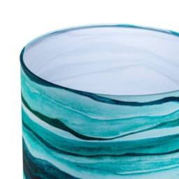 Happy Homewares Sea Waves Drum Lamp Shade in Teal Duck Egg & Navy Blue - Size: 12 inches - thumbnail 4