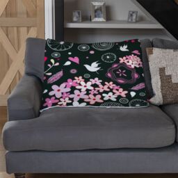 Benjamin Tate Design Different Flowers Shapes & Birds Blanket in Natural - Size: 120 cm x 150 cm - thumbnail 2