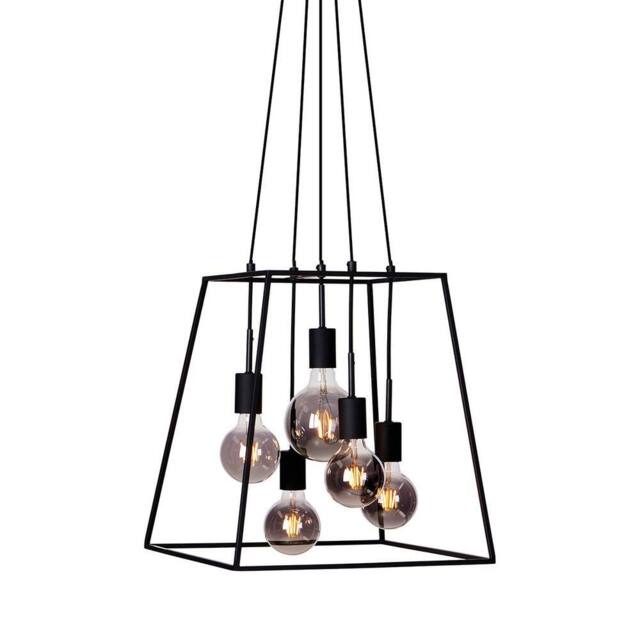 Netlighting Almodovi Industrial Retro 6 Light Cluster Pendant Ceiling Light E27 in Black - image 1