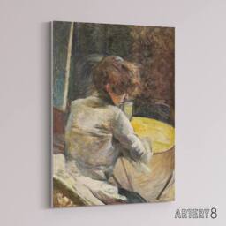 "Artery8 Waiting at the Studio Canvas Wall Art Print Toulouse Lautrec in Brown - Size: W18"" x H24""" - thumbnail 2