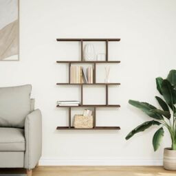 Berkfield Home Wall Cube Shelf 12 Compartments Smoked Oak Engineered Wood in Brown - thumbnail 3