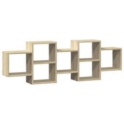 Berkfield Home Wall Shelf Sonoma Oak 129x18x42 cm Engineered Wood in Light Tan - Size: 129 x 18 x 42 cm - thumbnail 1