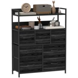 FORGEVIO Bedroom Chest of Drawers 7 Drawer Dresser in Black