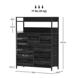 FORGEVIO Bedroom Chest of Drawers 7 Drawer Dresser in Black - thumbnail 2