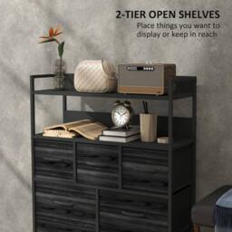 FORGEVIO Bedroom Chest of Drawers 7 Drawer Dresser in Black - thumbnail 4