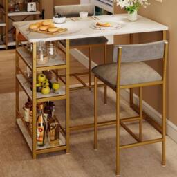 KORVIXA 3 pcs Dining Table Set for 2 Kitchen Table in White - Size: 100 cm x 100 cm - thumbnail 3