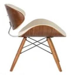 EONLION Retro Chair Cream Faux Leather Seat Eiffel Wooden Legs Walnut Finish