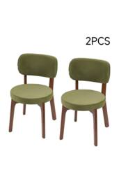 Living and Home 2Pcs Upholstered Dining Chair with Wooden Frame in Olive