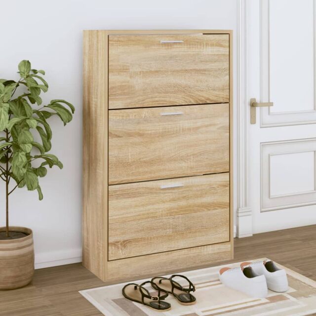 Berkfield Home Shoe Cabinet Sonoma Oak 63x24x103 cm Engineered Wood in Brown - Size: 63 x 24 x 103 cm - image 1
