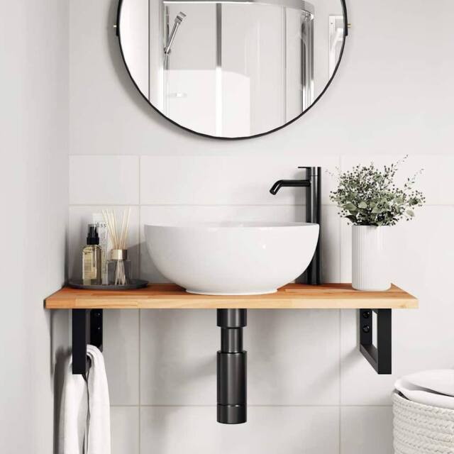 Berkfield Home Bathroom Vanity Top Oil Finished 100x40x2 cm Solid Wood Acacia in Brown - Size: 100 x 40 x 2 cm - image 1