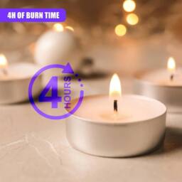 NESTLUNE Tea Lights Candles Tealight 4 Hour Burn Nightlight Pack of 100 in Silver - Size: 100 cm x 15 cm - thumbnail 3