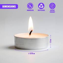 NESTLUNE Tea Lights Candles Tealight 4 Hour Burn Nightlight Pack of 100 in Silver - Size: 100 cm x 15 cm - thumbnail 2