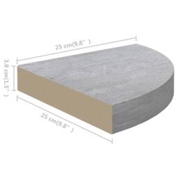 Berkfield Home Wall Corner Shelf Concrete Grey 25x25x3.8 cm MDF - thumbnail 7