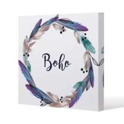 Benjamin Tate Design Boho style wreath feathers (Canvas Print) / 114 x 114 x 4cm in Natural - Size: 114 x 114 x 4 cm - thumbnail 1