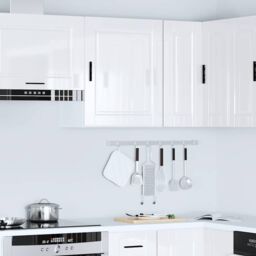 Berkfield Home Kitchen Wall Cabinet¬†Porto High Gloss White Engineered Wood in Grey - thumbnail 4