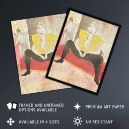 "Artery8 Seated Clowness Sketch Vintage Framed Wall Art Print Toulouse Lautrec in Beige - Size: W12"" x H16""" - thumbnail 2
