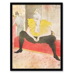 "Artery8 Seated Clowness Sketch Vintage Framed Wall Art Print Toulouse Lautrec in Beige - Size: W12"" x H16""" - thumbnail 1
