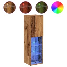 Berkfield Home TV Cabinets with LED Lights 2 pcs Old Wood 30.5x30x102 cm in Brown - thumbnail 2