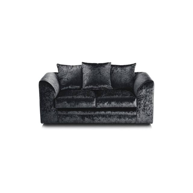LUXURY LIFE Declan Crushed Velvet Fabric 2 Seater Sofa in Black - image 1