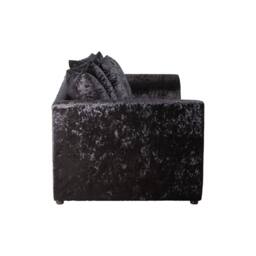 LUXURY LIFE Declan Crushed Velvet Fabric 2 Seater Sofa in Black - thumbnail 2