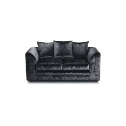 LUXURY LIFE Declan Crushed Velvet Fabric 2 Seater Sofa in Black - thumbnail 1